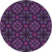 Square Machine Washable Transitional Dark Purple Rug in a Living Room, wshpat2292pur