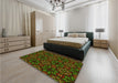 Patterned Black Brown Rug in a Bedroom, pat2292yw