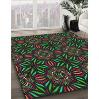 Patterned Chocolate Brown Novelty Rug, pat2292