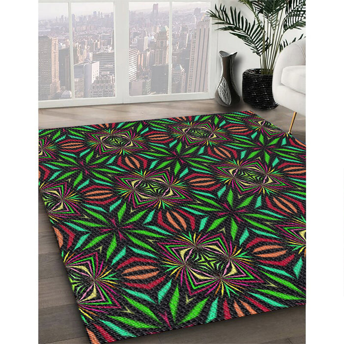 Patterned Chocolate Brown Novelty Rug in Family Room, pat2292