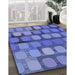 Patterned Sky Blue Rug in Family Room, pat2293blu