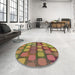 Round Patterned Sienna Brown Rug in a Office, pat2293brn