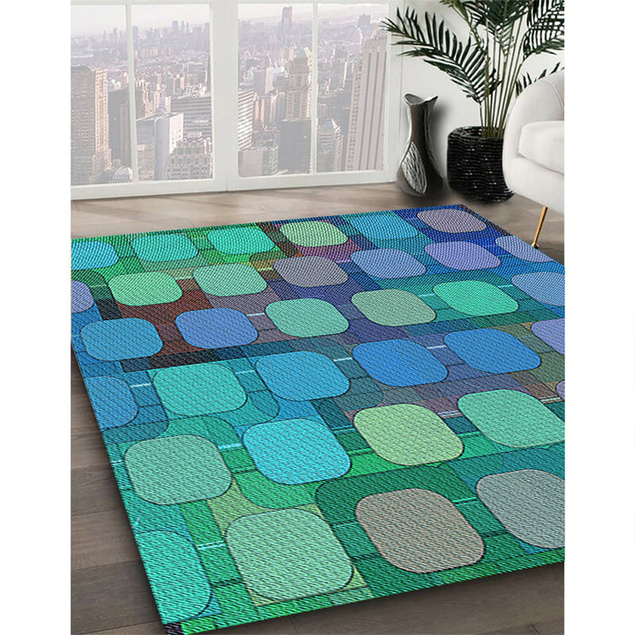 Machine Washable Transitional Dark Turquoise Green Rug in a Family Room, wshpat2293lblu