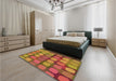 Patterned Caramel Brown Rug in a Bedroom, pat2293org