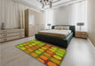 Patterned Pistachio Green Rug in a Bedroom, pat2293yw