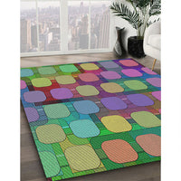 Patterned Green Modern Rug, pat2293