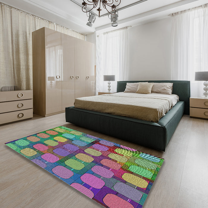Machine Washable Transitional Green Rug in a Bedroom, wshpat2293