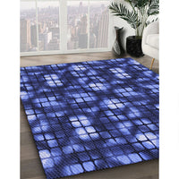 Patterned Light Slate Blue Rug, pat2294blu