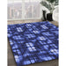 Patterned Light Slate Blue Rug in Family Room, pat2294blu
