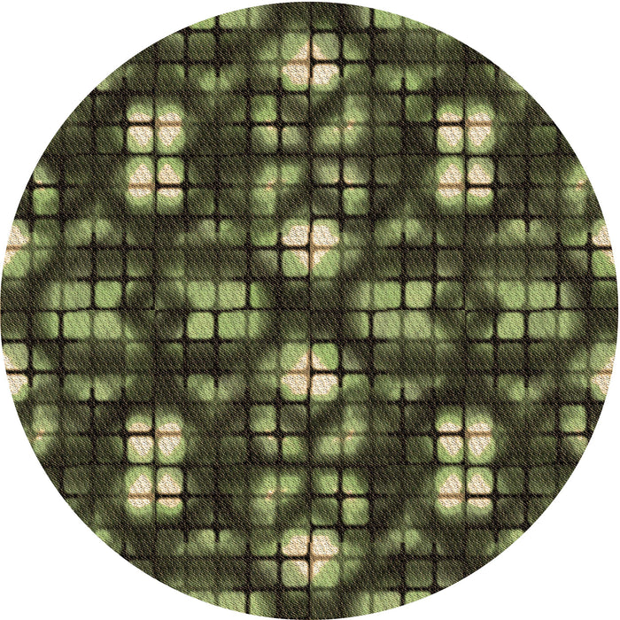 Square Patterned Olive Green Rug, pat2294brn