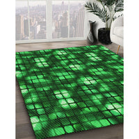 Patterned Deep Emerald Green Rug, pat2294grn