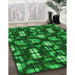 Patterned Deep Emerald Green Rug in Family Room, pat2294grn