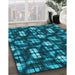 Machine Washable Transitional Medium Teal Green Rug in a Family Room, wshpat2294lblu