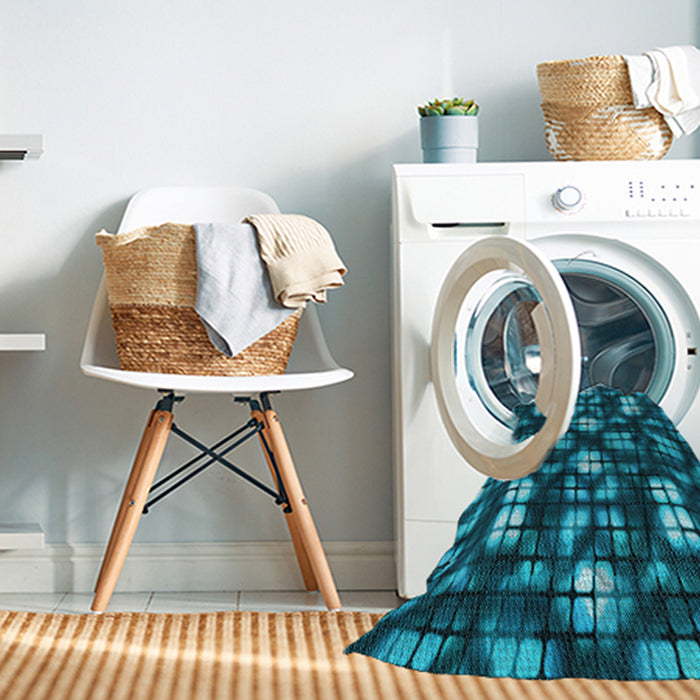 Machine Washable Transitional Medium Teal Green Rug in a Washing Machine, wshpat2294lblu