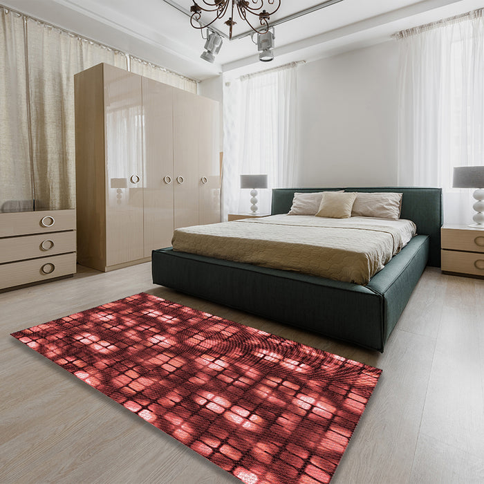 Round Machine Washable Transitional Orange Rug in a Office, wshpat2294rd