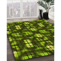 Patterned Dark Forest Green Rug, pat2294yw