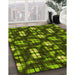Patterned Dark Forest Green Rug in Family Room, pat2294yw
