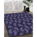 Patterned Night Blue Rug in Family Room, pat2295blu