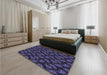 Patterned Night Blue Rug in a Bedroom, pat2295blu