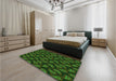 Patterned Dark Lime Green Rug in a Bedroom, pat2295grn