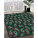 Patterned Sea Green Rug in Family Room, pat2295lblu