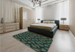 Patterned Sea Green Rug in a Bedroom, pat2295lblu