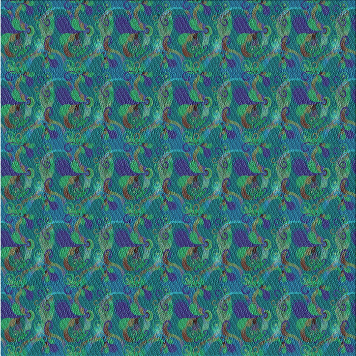 Round Patterned Blue Rug, pat2296lblu