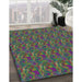 Machine Washable Transitional Forest Green Rug in a Family Room, wshpat2296