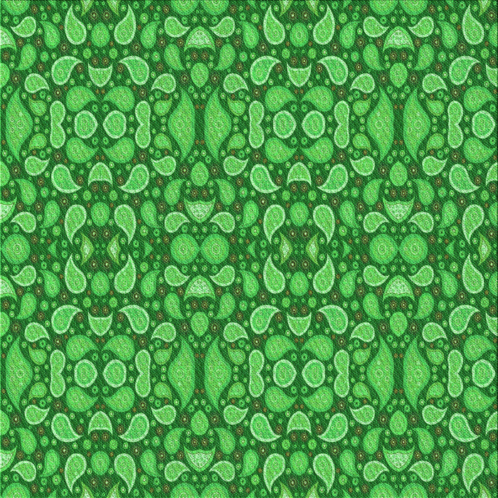 Round Machine Washable Transitional Green Rug, wshpat2297grn