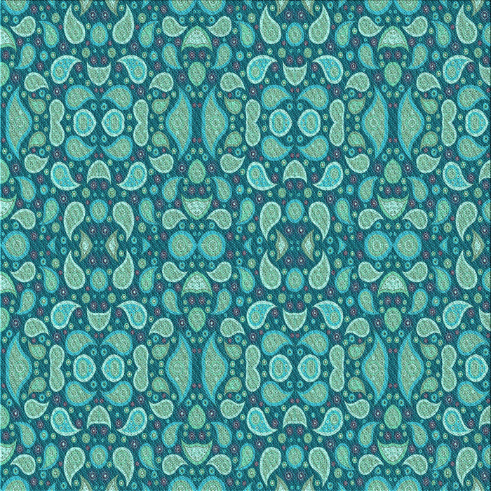 Round Patterned Turquoise Green Rug, pat2297lblu