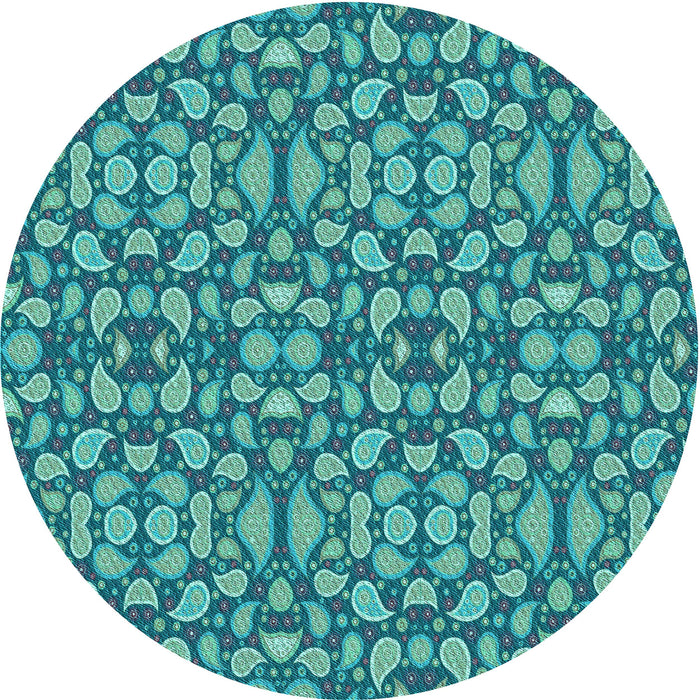 Square Patterned Turquoise Green Rug, pat2297lblu