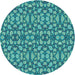 Square Patterned Turquoise Green Rug, pat2297lblu