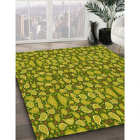 Patterned Golden Brown Yellow Rug, pat2297yw