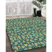 Patterned Green Novelty Rug in Family Room, pat2297