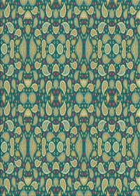 Machine Washable Transitional Green Rug, wshpat2297