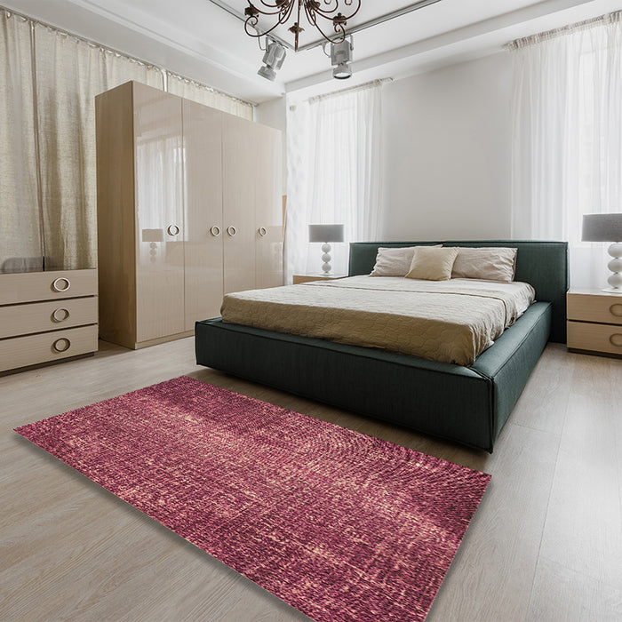 Patterned Red Rug in a Bedroom, pat2298brn