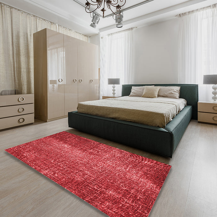 Round Machine Washable Transitional Red Rug in a Office, wshpat2298rd