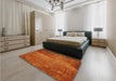 Patterned Neon Orange Rug in a Bedroom, pat2298yw