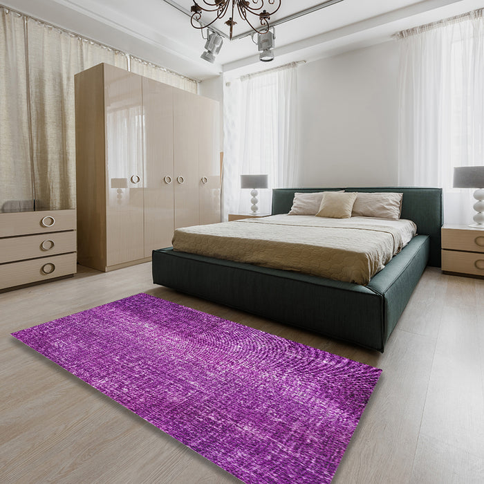 Machine Washable Transitional Dark Violet Purple Rug in a Bedroom, wshpat2298