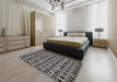 Patterned Mid Gray Novelty Rug in a Bedroom, pat229