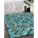 Patterned Charcoal Blue Rug in Family Room, pat230lblu