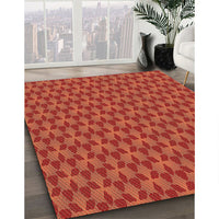 Patterned Orange Red Orange Rug, pat2300org