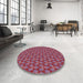 Round Machine Washable Transitional Pale Violet Red Pink Rug in a Office, wshpat2300