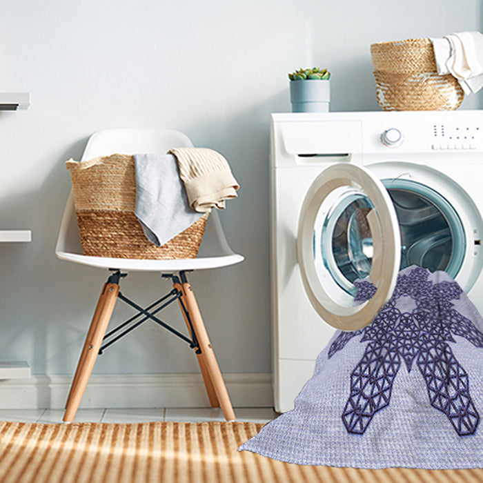 Machine Washable Transitional Blue Rug in a Washing Machine, wshpat2301blu