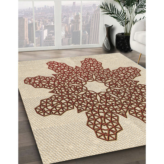 Machine Washable Transitional Golden Blonde Gold Rug in a Family Room, wshpat2301brn