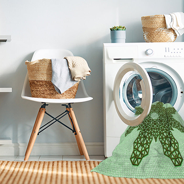 Machine Washable Transitional Green Rug in a Washing Machine, wshpat2301grn