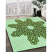 Patterned Green Rug in Family Room, pat2301grn
