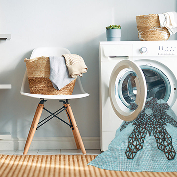 Machine Washable Transitional Blue Rug in a Washing Machine, wshpat2301lblu