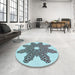 Round Patterned Blue Rug in a Office, pat2301lblu