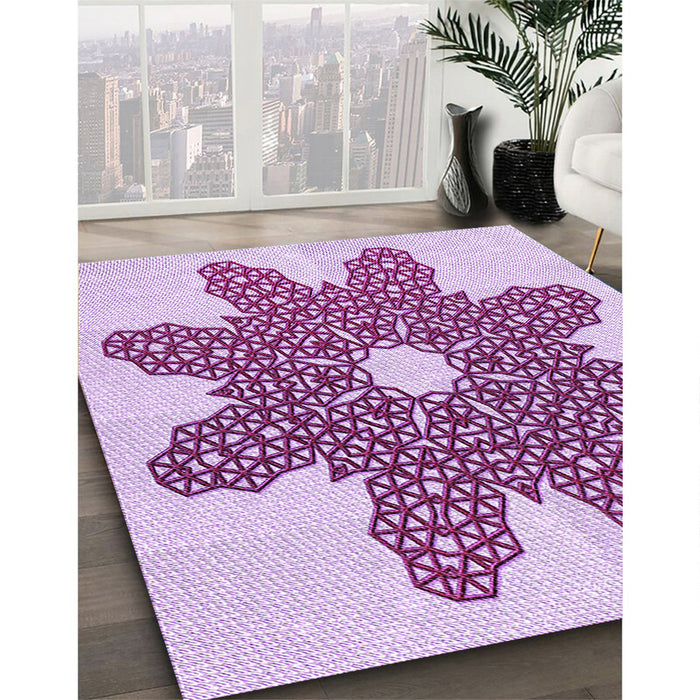 Machine Washable Transitional Orchid Purple Rug in a Family Room, wshpat2301pur
